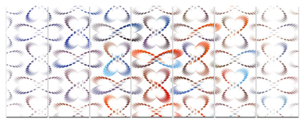 Butterflies Fractal Outline Art, Abstract Wall Art Canvas, 83"x32", 7 Panels