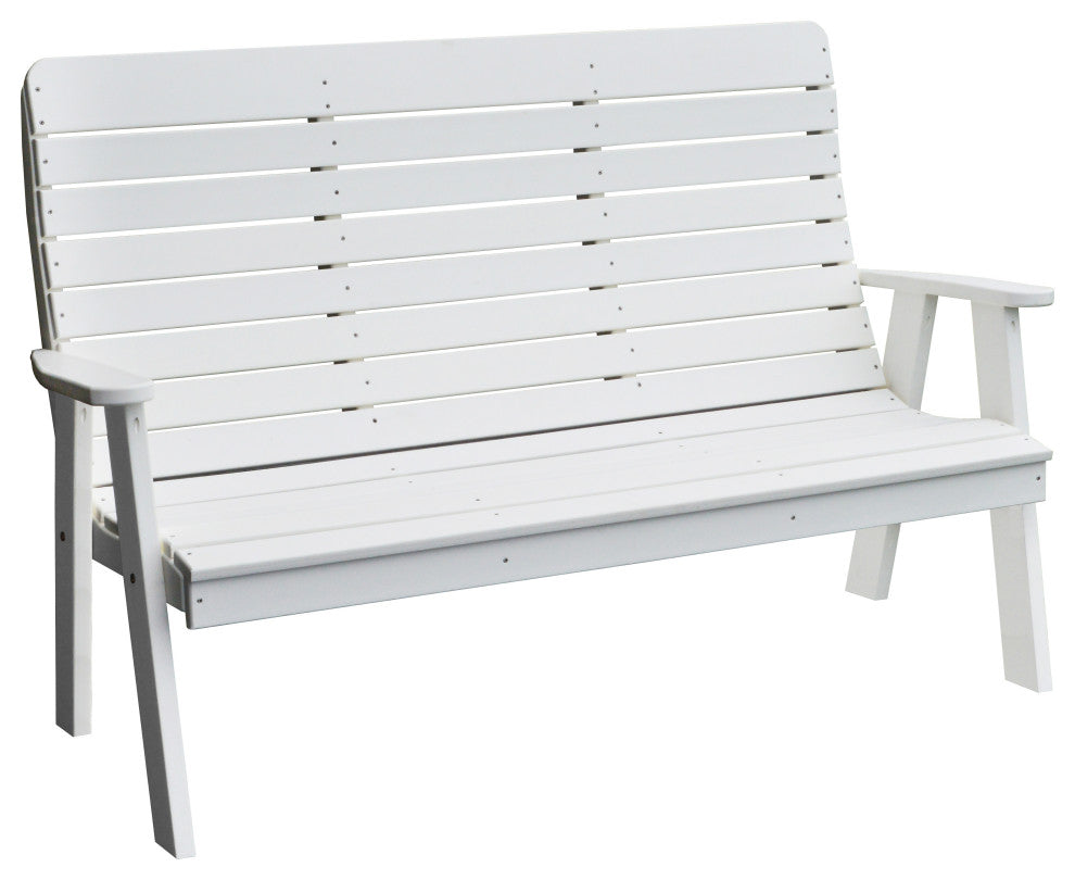 Poly Winston Garden Bench, White, 5 Foot