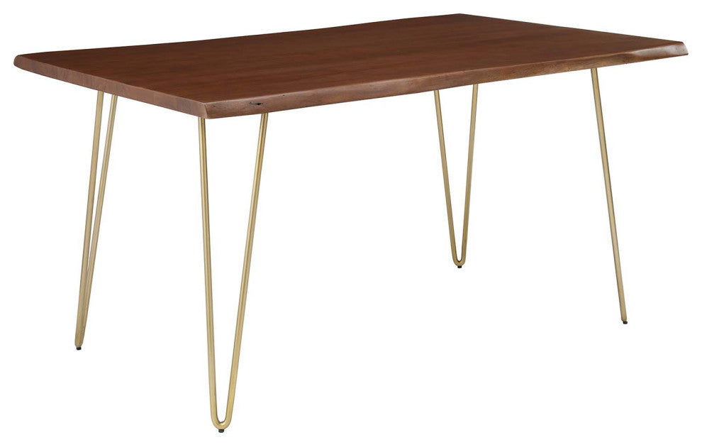 Henley 60" Live Edge Acacia Wood Dining Table, Gold Walnut