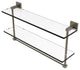 Montero 22" Two Tiered Glass Shelf with Integrated Towel Bar, Antique Brass