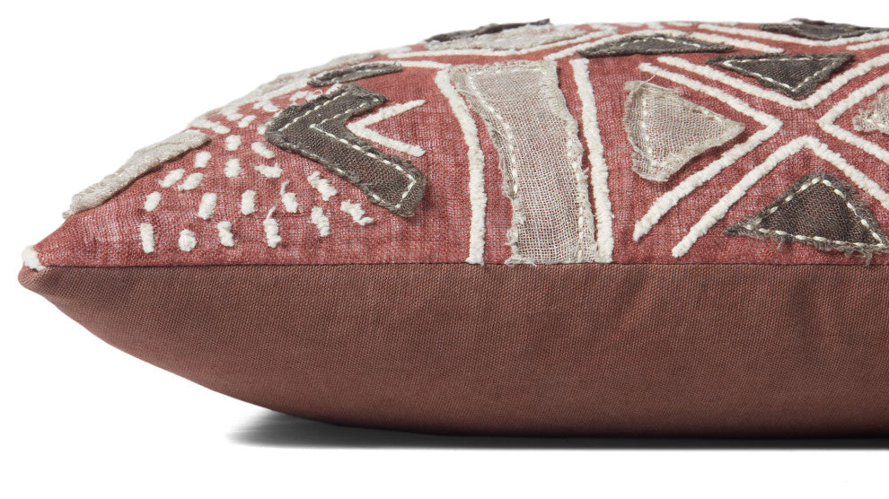 Loloi PLL0022 Rust / Multi 18" x 18" Cover w/Poly Pillow