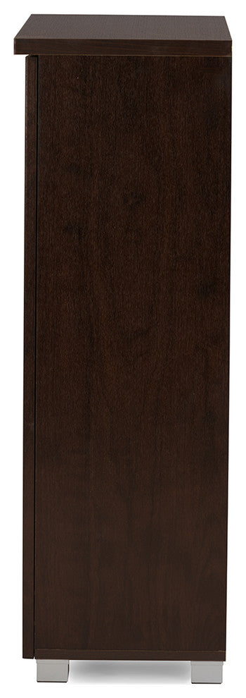 Adalwin Modern 2-Door Dark Brown Wooden Entryway Shoes Storage Cabinet