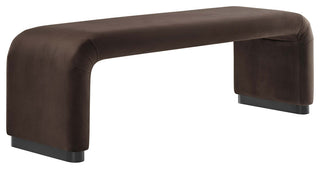 Koda Performance Velvet Waterfall Long Bench, Black Chocolate Brown