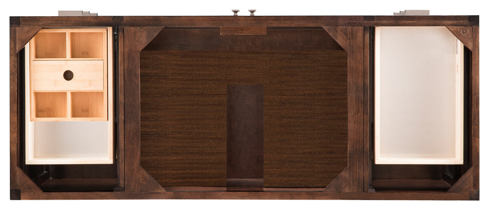 Addison 60" Single Vanity Cabinet, Mid Century Acacia, Arctic Fall Solid Surface