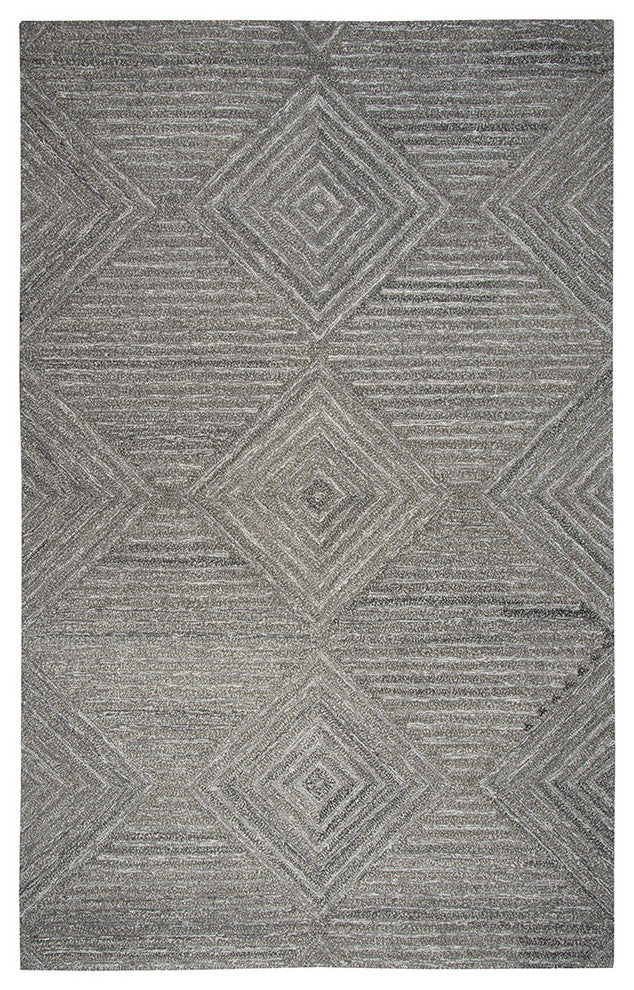 Rizzy Home Suffolk SK334A Gray Geometric/Solid Area Rug, Rectangular 8'x10'