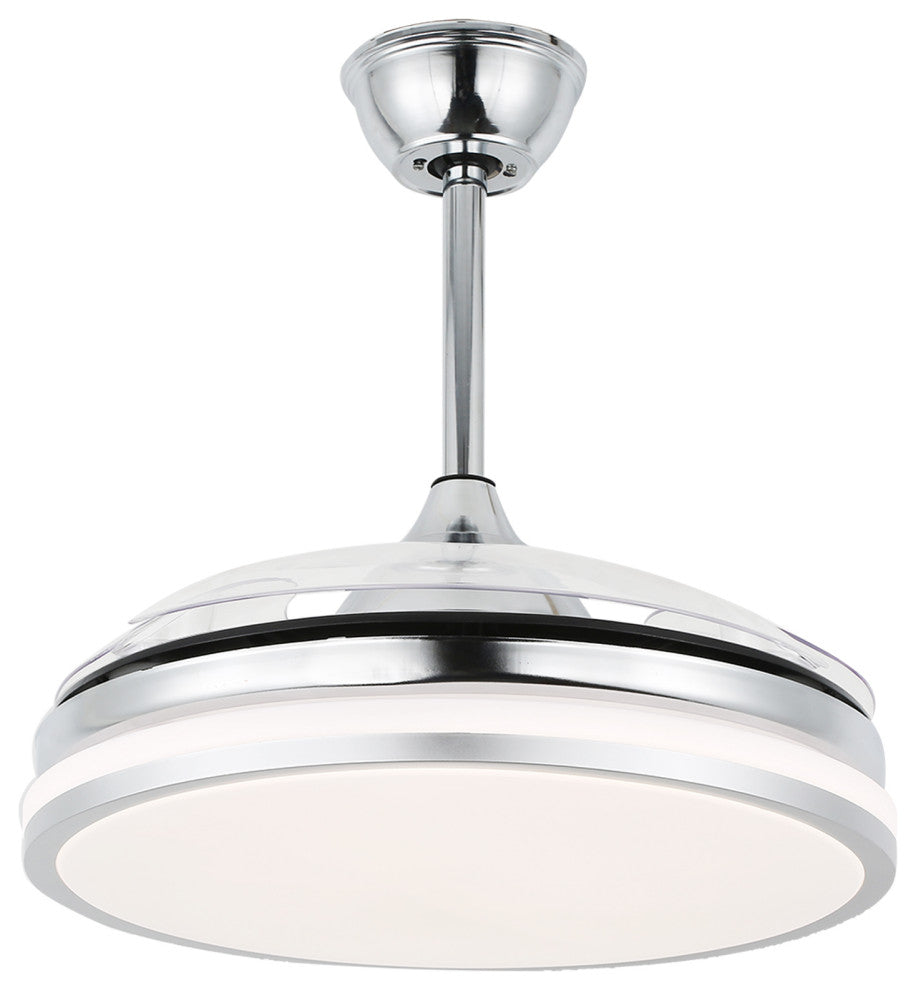 36W Reversible Ceiling Fan with Retractable Blades and Remote Control, Chrome