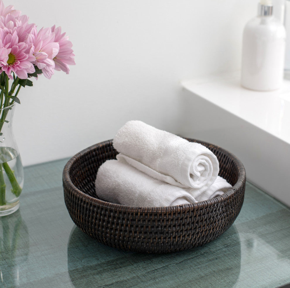 Artifacts Rattan Rattan Everything Bowl, Tudor Black