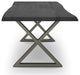 Brooks Dining Table, Ebonized, Pewter, 40"x116",X-Base