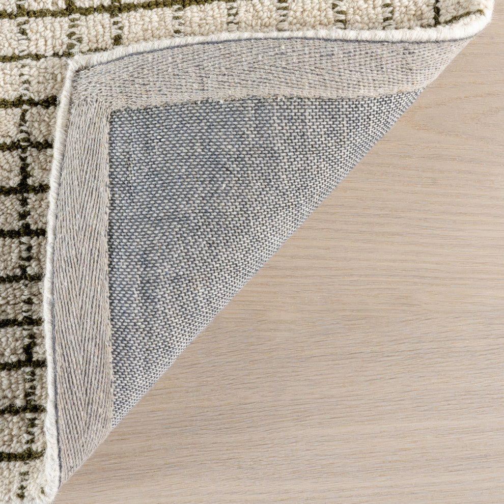 Melrose Checked Wool Area Rug, Green 9' x 12'