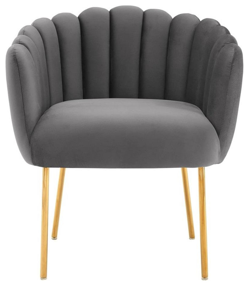 Sanna Channel Tufted Performance Velvet Armchair, Gray