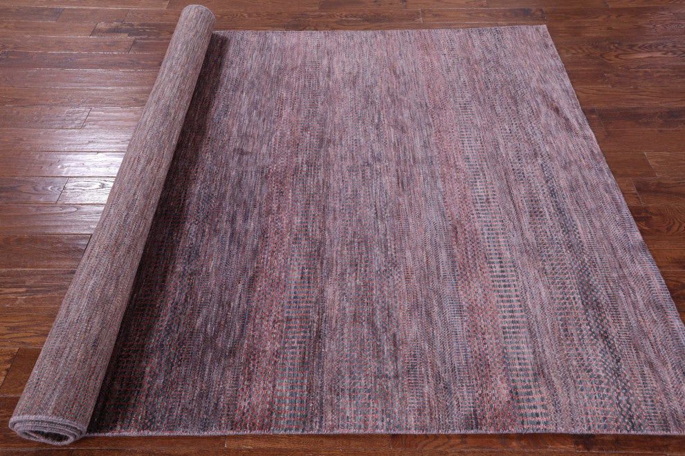 5' 10" X 9' 1" Hand Knotted Wool and Silk Savannah Grass Rug Q11925