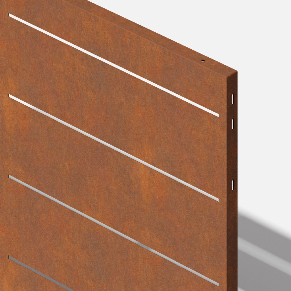 Alta Corten Steel Decorative Screen Panel, Linear