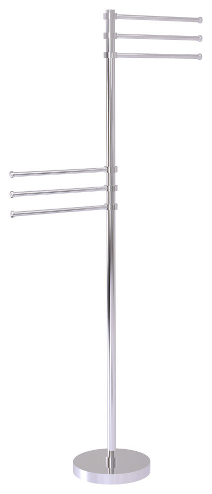 Towel Stand with 6 Pivoting 12" Arms, Polished Chrome