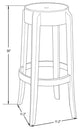 LeisureMod Averill Plastic Barstool with Clear Acrylic Seat and Legs, Set of 2