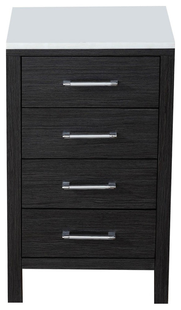Virtu USA Dior 18" Side Cabinet Only, Zebra Gray, White Stone