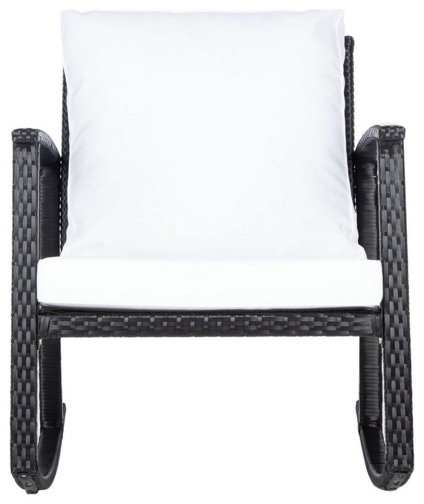 Safavieh Outdoor Daire Rocking Chair Black/White Cushion