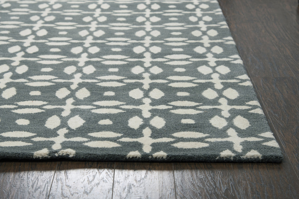 Rizzy Home Opus OP8231 Gray Print Area Rug, 8' Round