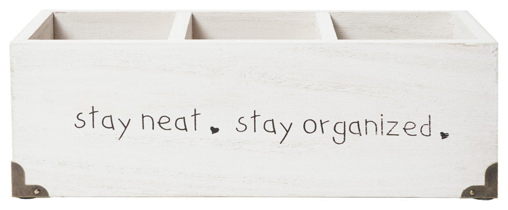 Addie Joy Stay Neat Stay Organized Rectangle 3-Opening Desk Organizer - White