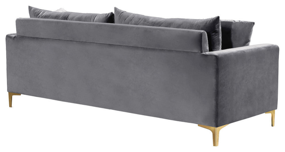 Naomi Velvet Upholstered Sofa, Gray