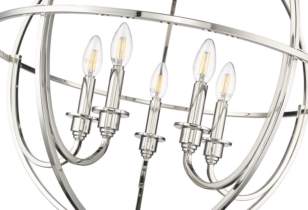 5 Light 24 in. Polished Nickel Chandelier