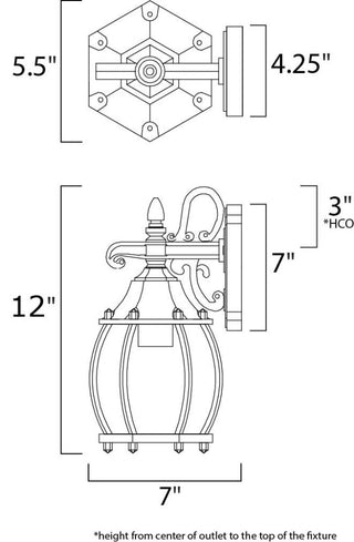 Maxim 1031 Crown Hill 12" 1 Light Wall Sconce - Black / Clear Glass