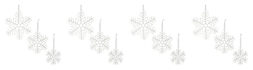 Glittered Wire Snowflake Ornament, 12-Piece Set