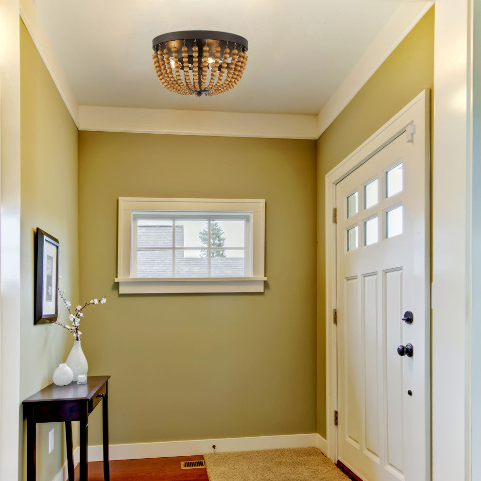 3 Light 12.6'' Unique/Statement Bowl Flush Mount, Oil Rubbed Bronze