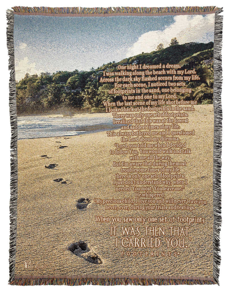 Tapestry Throw, Footprints 2Ply, 48"x68"