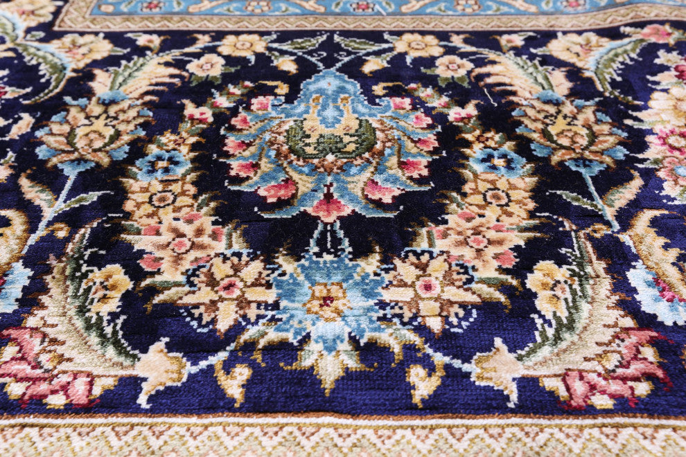 9' 0" X 12' 0'' High End Persian 100% Silk Hand Knotted Rug Q4791