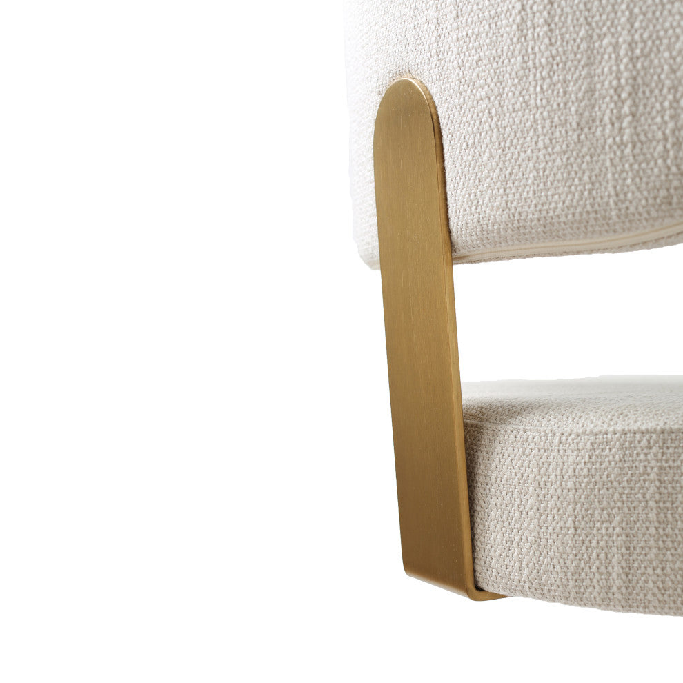 Primrose Cream Textured Performance Fabric Adjustable Stool