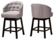 Tinalyn Swivel Counter Stool, Set of 2, Gray/Espresso Brown, Fabric
