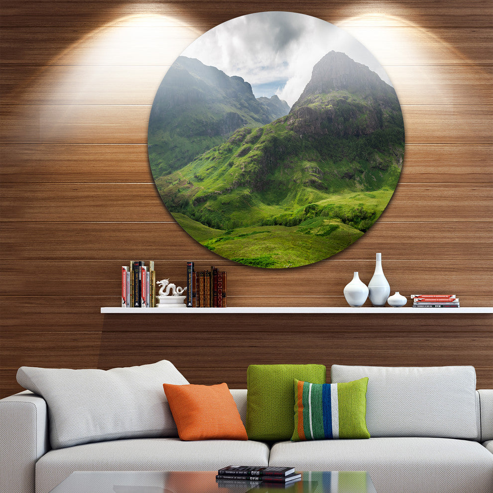Summer In Scotland, Landscape Photo Round Metal Wall Art, 11"