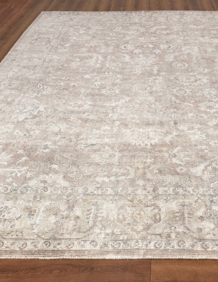Tuscany Handmade Hand Loomed Wool and Bamboo Silk Tan Area Rug
