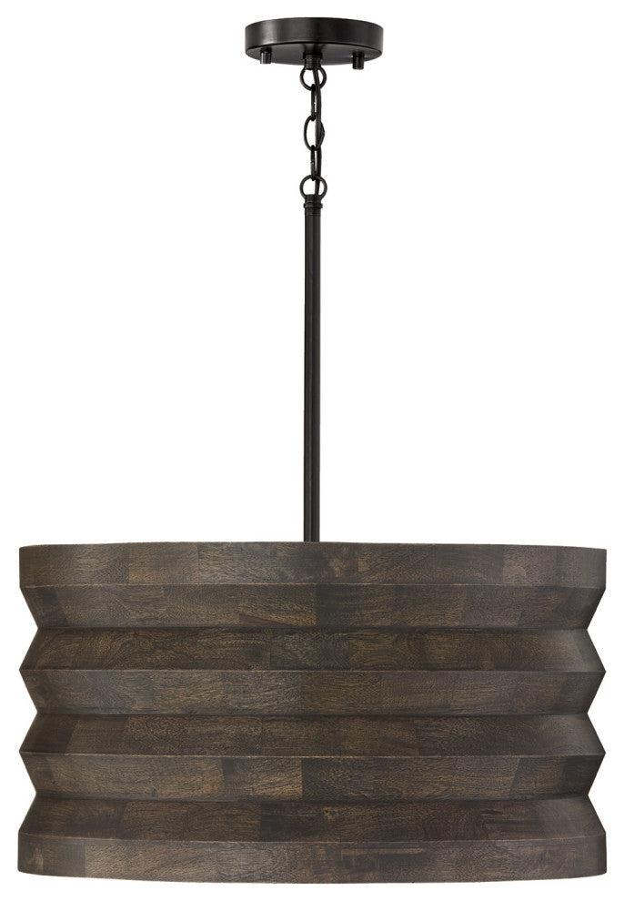Capital Lighting 354041 Dunn 4 Light 22"W Wood Pendant - Espresso Stain / Black