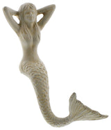 Coastal Mermaid Stocking Hanger Christmas Shelf Distressed White Iron 7 inch