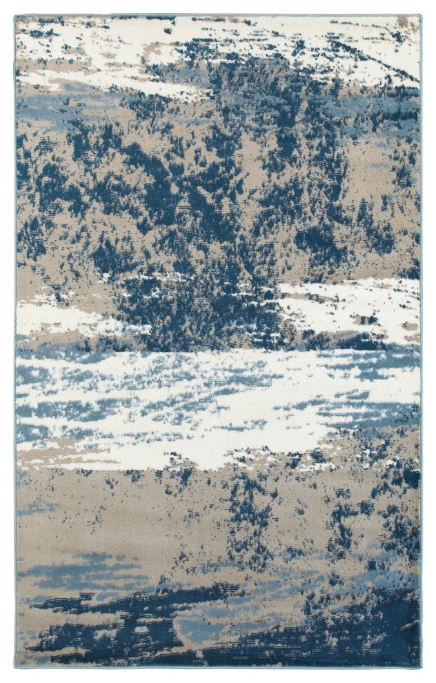 8" x 10" Beige and Blue Scenic Area Rug