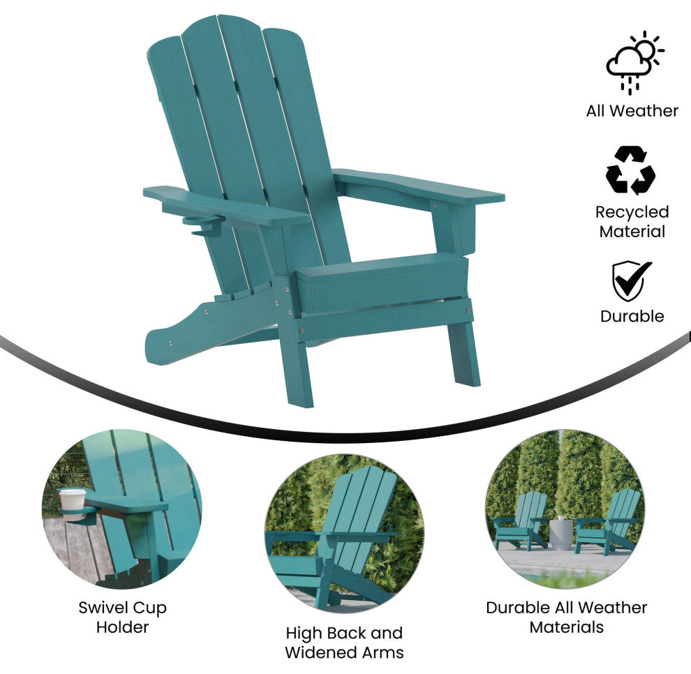 Newport Adirondack Chair with Cup Holder, Blue