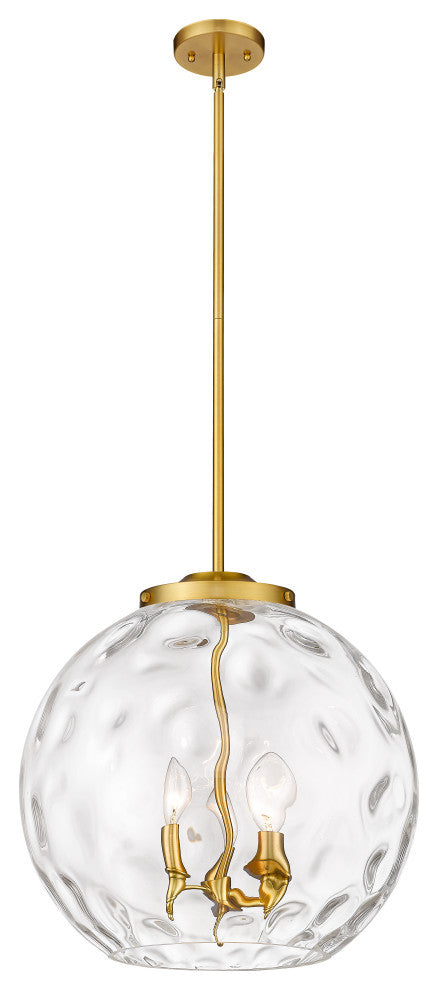 Athens Water Glass Pendant, Satin Gold, Clear Water Glass, Clear Water Glass
