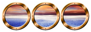 VWAQ Arctic Scenery Wall Decals, Porthole Window Decor, Bronze, 14" Diameter