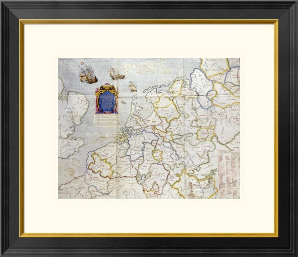 "Watercolour Map of Northern Europe"  by Salomon De Caus, 26x23"