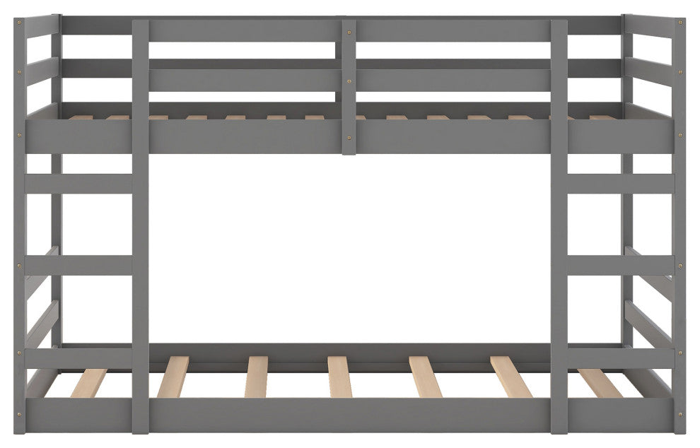 Gewnee Twin Over Twin Bunk Bed with Ladder in Gray
