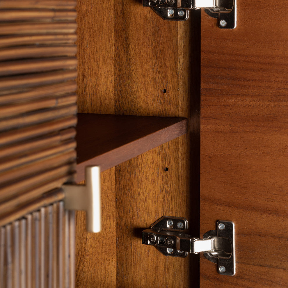 Studio London Arben Sideboard with Drawers Acacia Wood and Rattan Storage