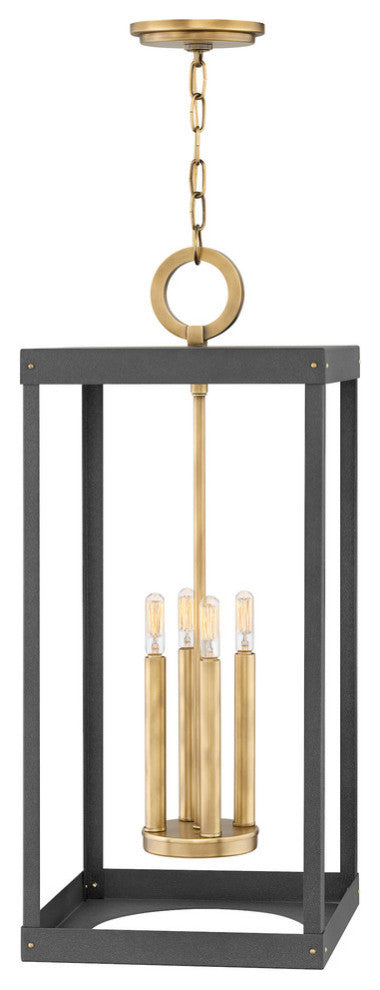 Hinkley Porter Large Open Frame Pendant, Heritage Brass