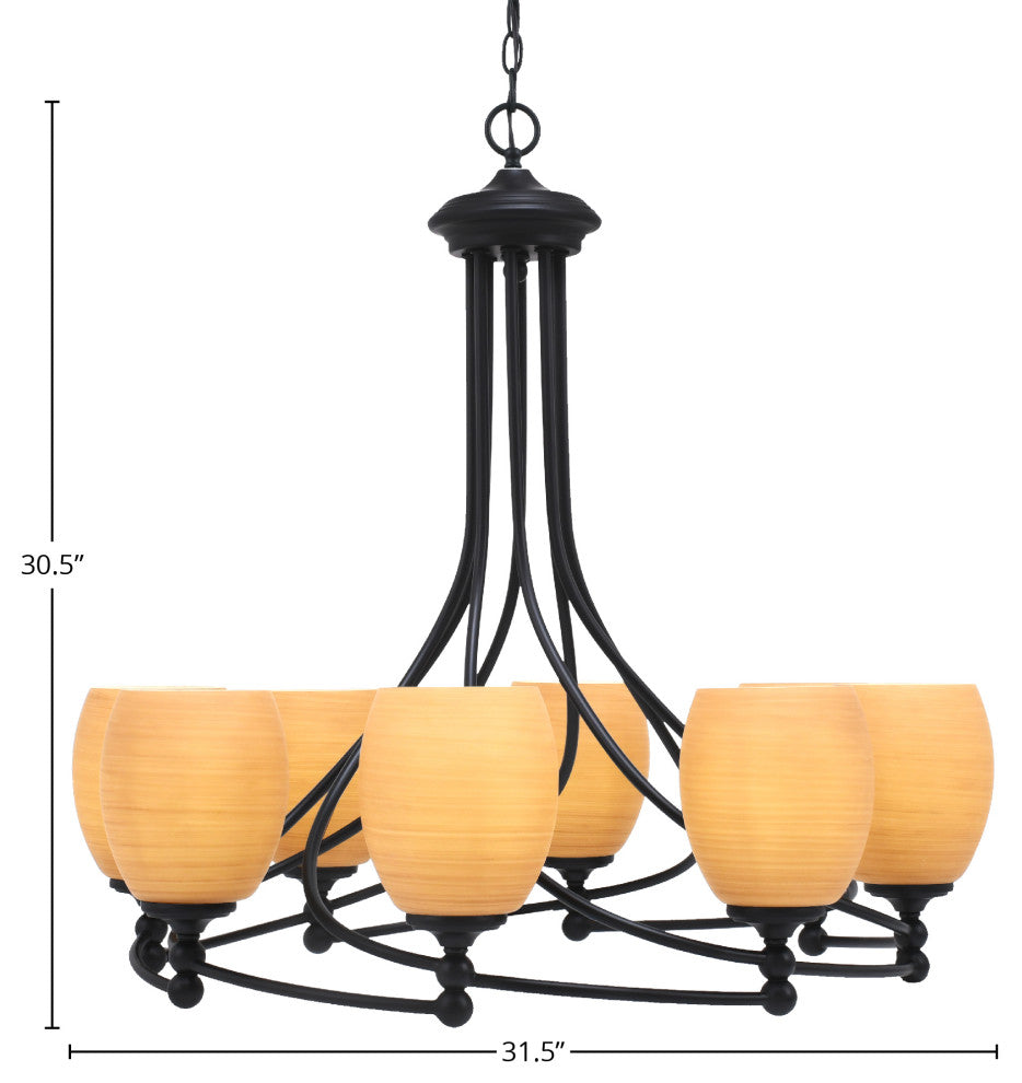 Capri 8-Light Chandelier, Matte Black/Cayenne Linen