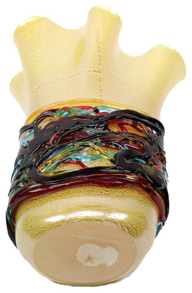 Murano Glass Colorado Silver Tall Handkerchief Vase