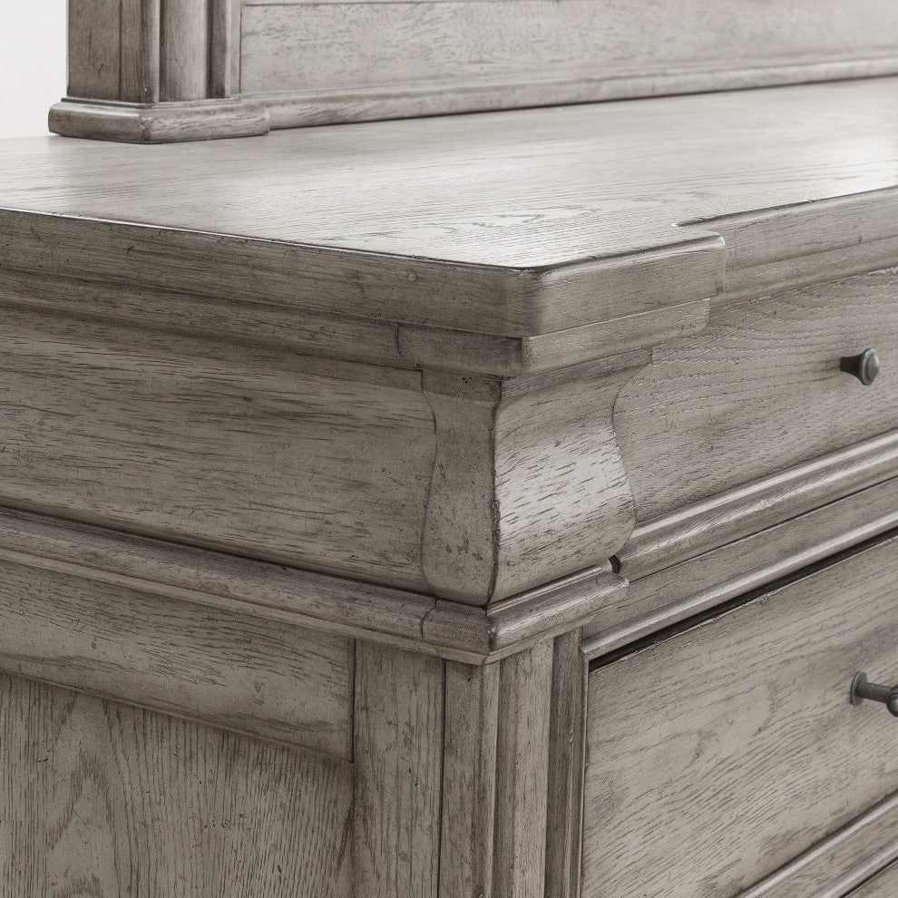 Madison Ridge 10 Drawer Dresser and Framed Mirror, Heritage Taupe