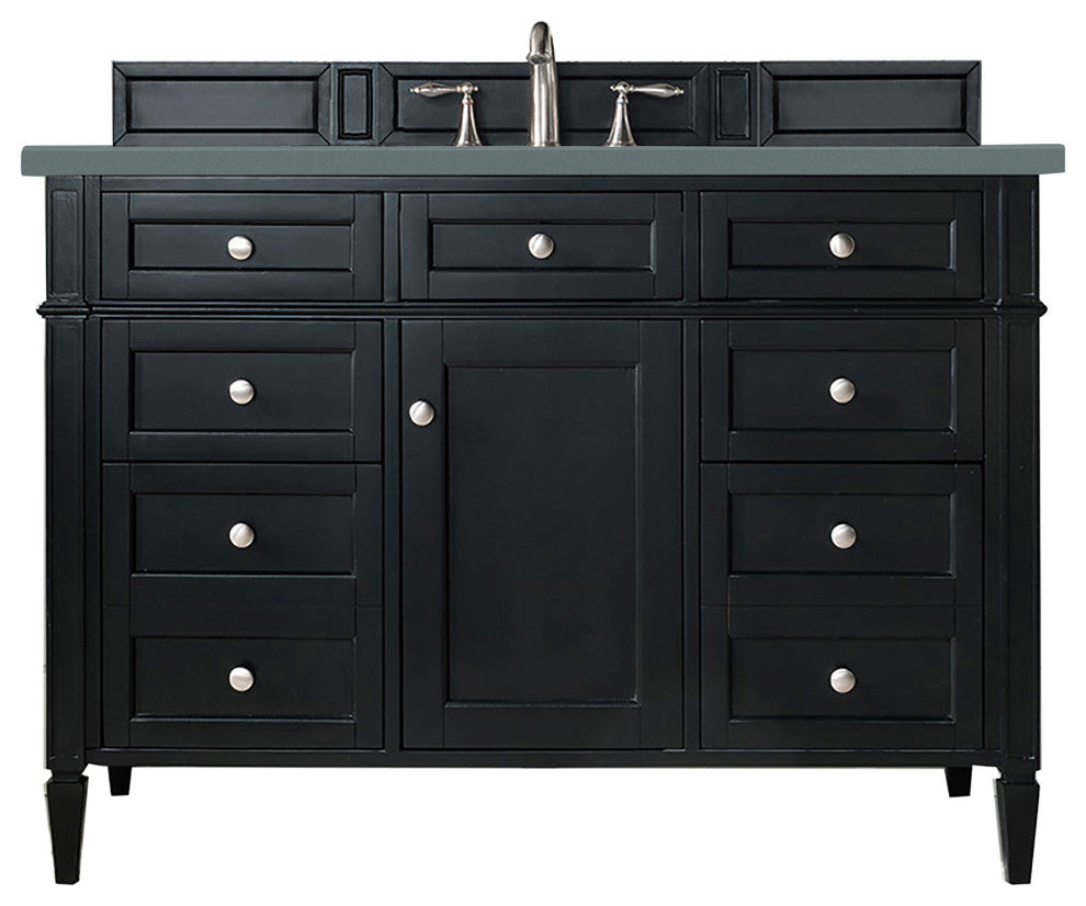 James Martin 650-V48-BKO-3CBL Brittany 48" Black Onyx Single Vanity Quartz Top