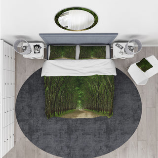 Pathway in Thick Green Forest Landscape Duvet Cover, Twin