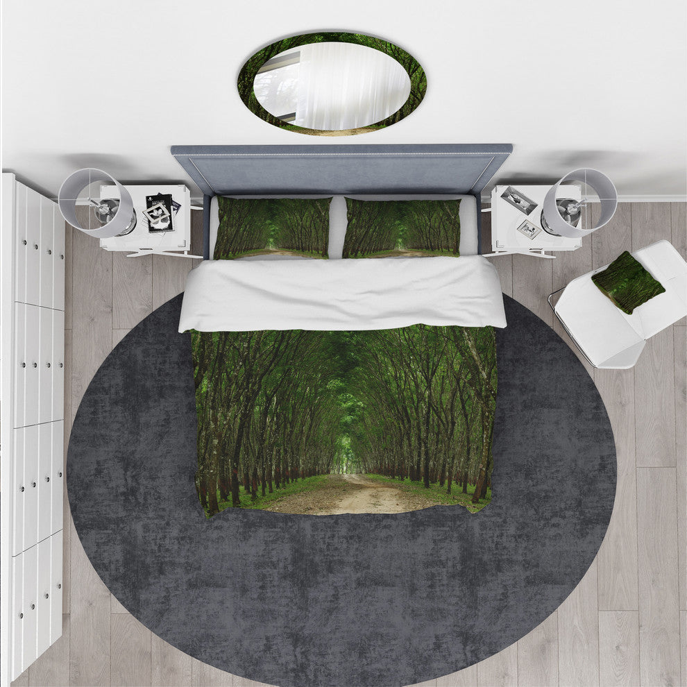 Pathway in Thick Green Forest Landscape Duvet Cover, Twin