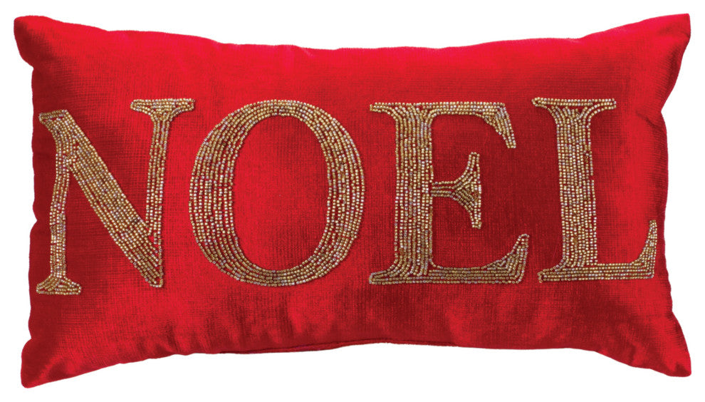Beaded Joy and Noel Holiday Pillow, Set of 2